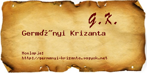 Germányi Krizanta névjegykártya